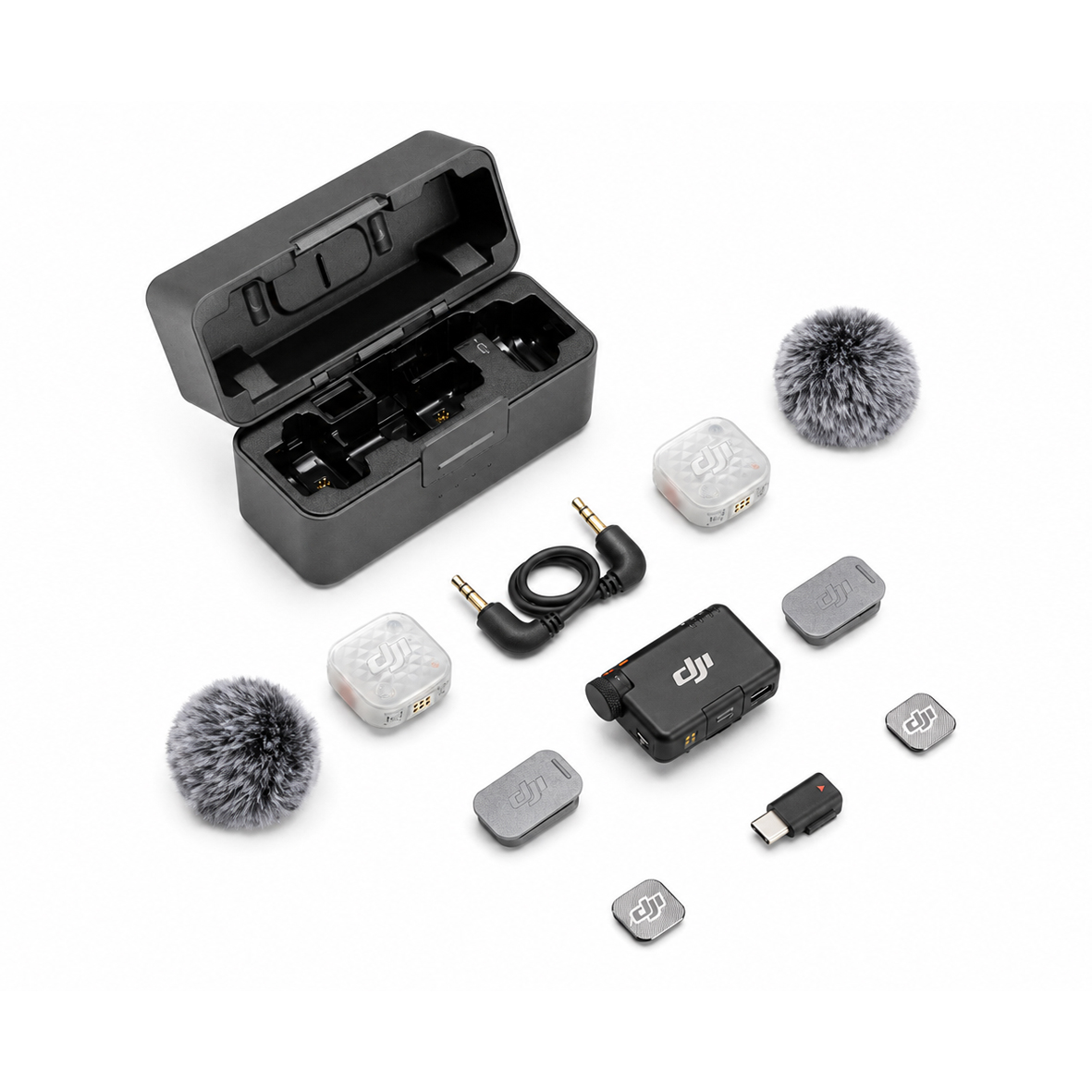 DJI MIC Mini 2S (2 TX + 1 RX+Charging Case), Empfänger, Sender, Ladeschale  | 2 Sender + 1 Empfänger + Ladeschale + Multicolor Cover