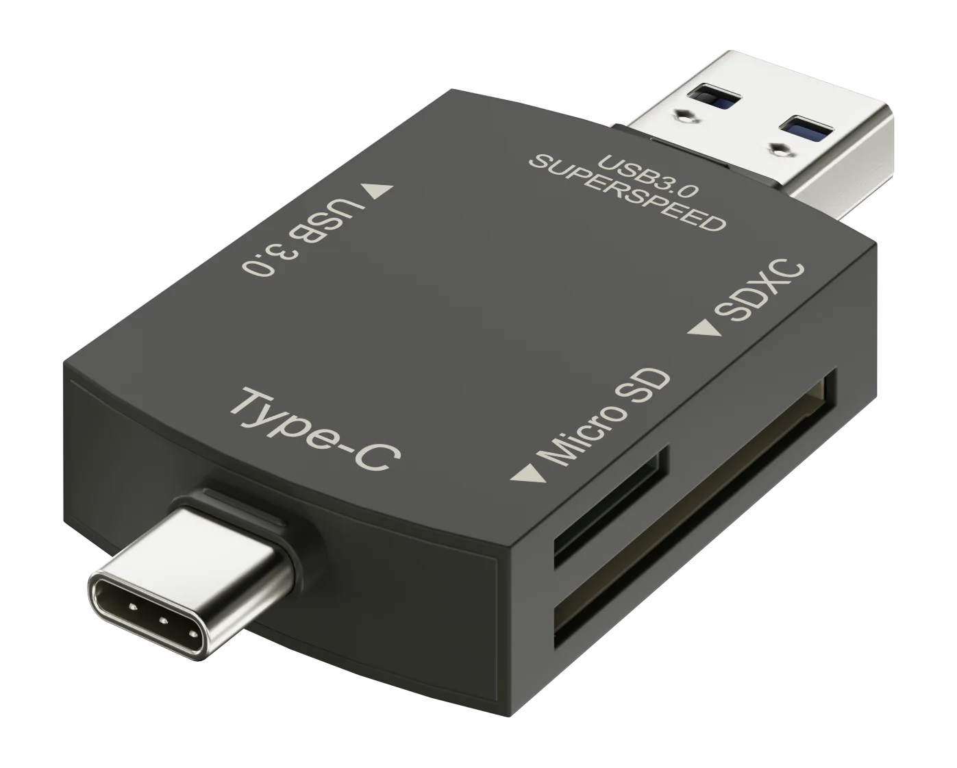 Newell 4in1 Kartenlesegerät für SD-/microSD-Karten | USB-C und USB-A | MicroSD- und SD/SDHC/SDXC | kompakt | iPhone & Android und Co. |