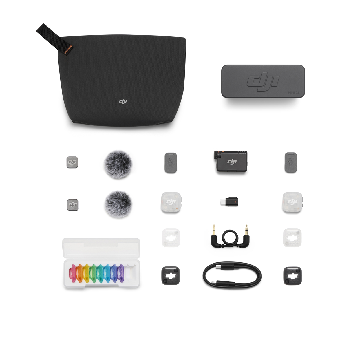 DJI MIC Mini 2S (2 TX + 1 RX+Charging Case), Empfänger, Sender, Ladeschale  | 2 Sender + 1 Empfänger + Ladeschale + Multicolor Cover
