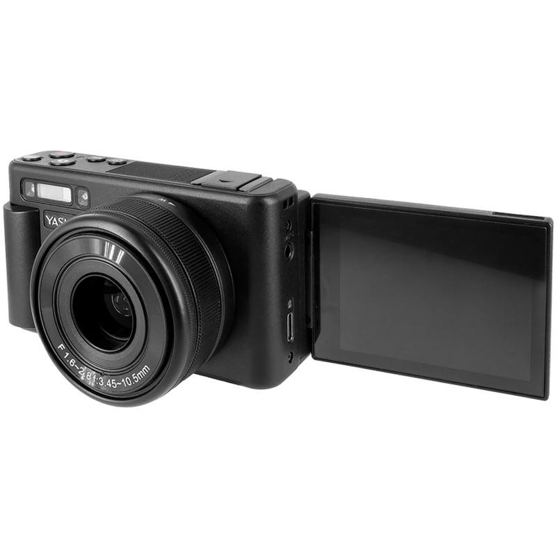 Yashica City 100 Schwarz | digitale Kompaktkamera | 13MP | 3-fach optisches Zoom F1.6-2.8 | klappbares LCD