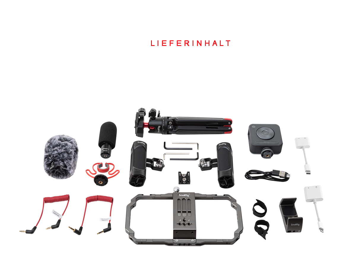 Smallrig 3384 Videokit für Smartphone-Creators Rig | Licht | Mikrofon | 2x Griffe | für alle Smartphones 6941590010076