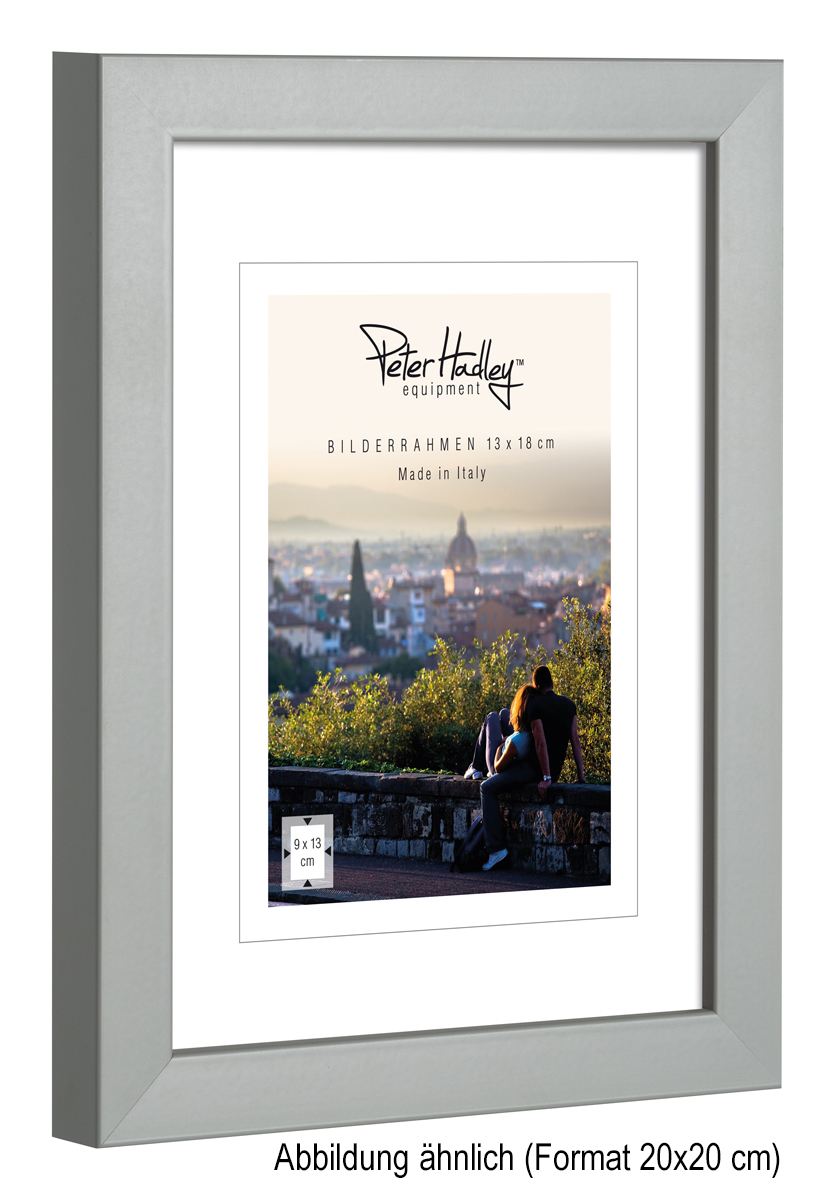 Peter Hadley Amalfi 20x20 cm, grau, mit Passepartout 13x13cm, Holzrahmen 4002451005388