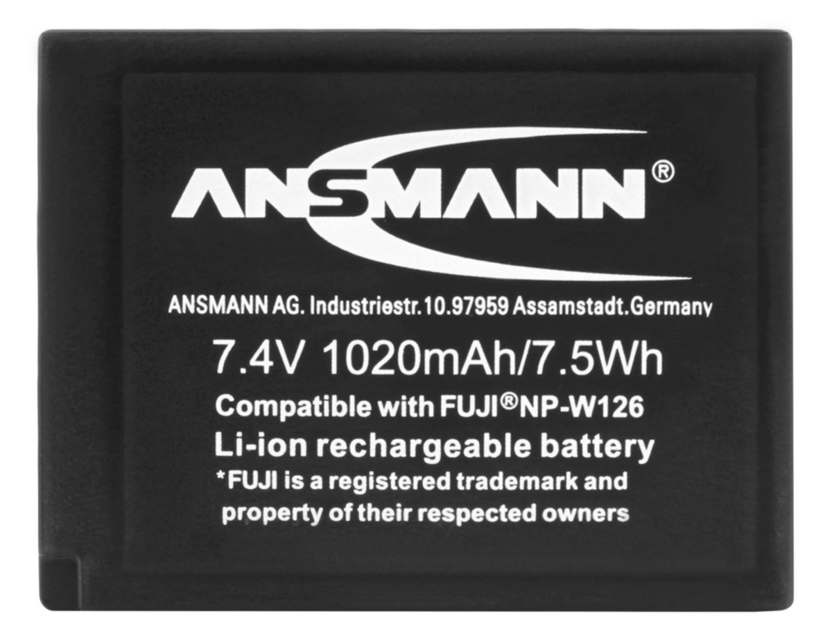 Ansmann NP-W126 Lithium-Ionen Akku für Fujifilm für X100VI, X-E5, X-E4, X-E3, X-T1, X-T2, X-T10,X-T30(II), X-T20, X-Pro1, X-Pro2, X-S10, uvm.