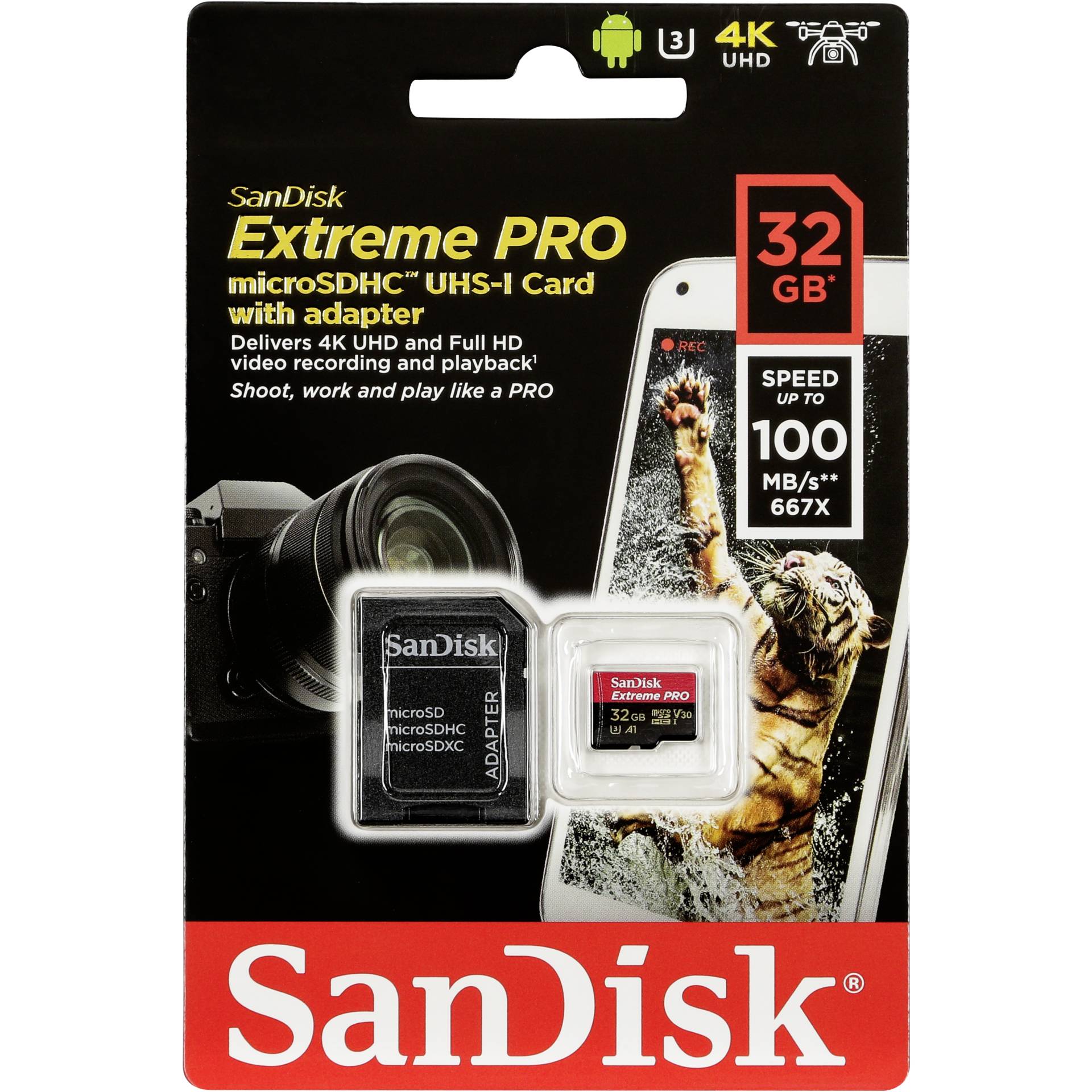SanDisk microSDHC 32GB 95MB/s Extreme mit SD-Adapter 0619659119171