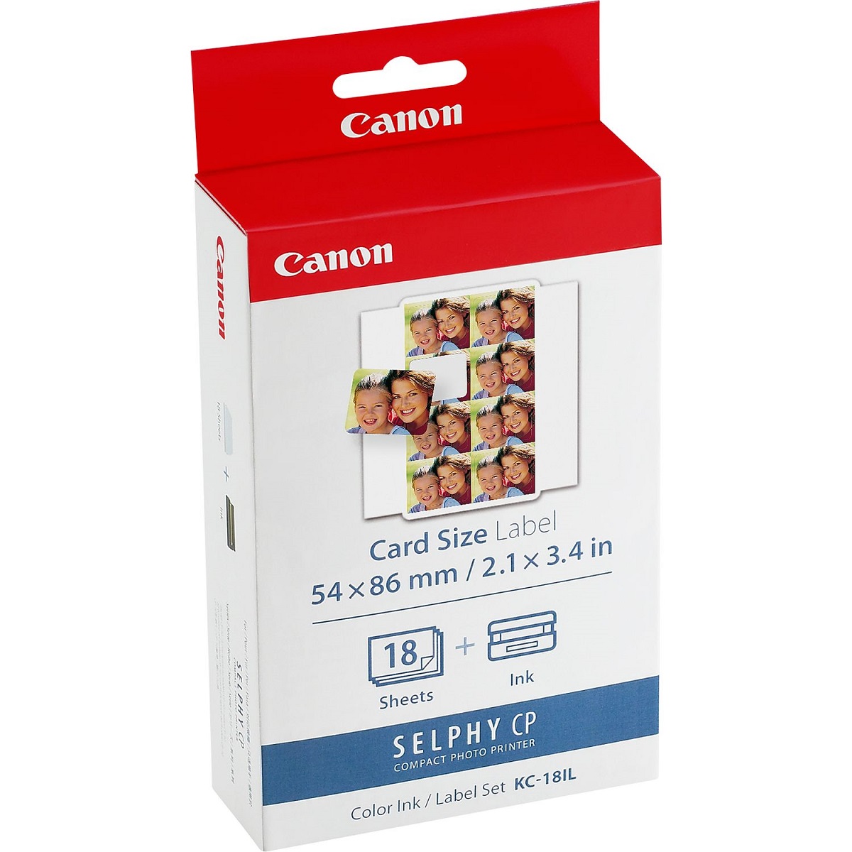 Canon KC-18IL CardSizeLabel 54x86mm 18 Blatt | optional erforderlich PCC-CP400 Papierkassette für Selphy CP Drucker | 4960999047065