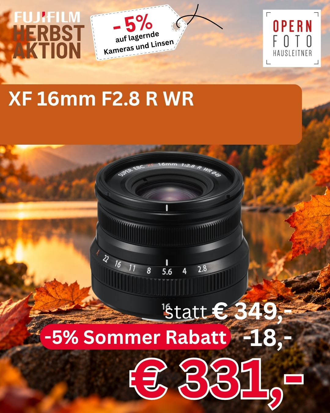 Fujifilm XF 16mm/2,8 R WR | Ø49mm |