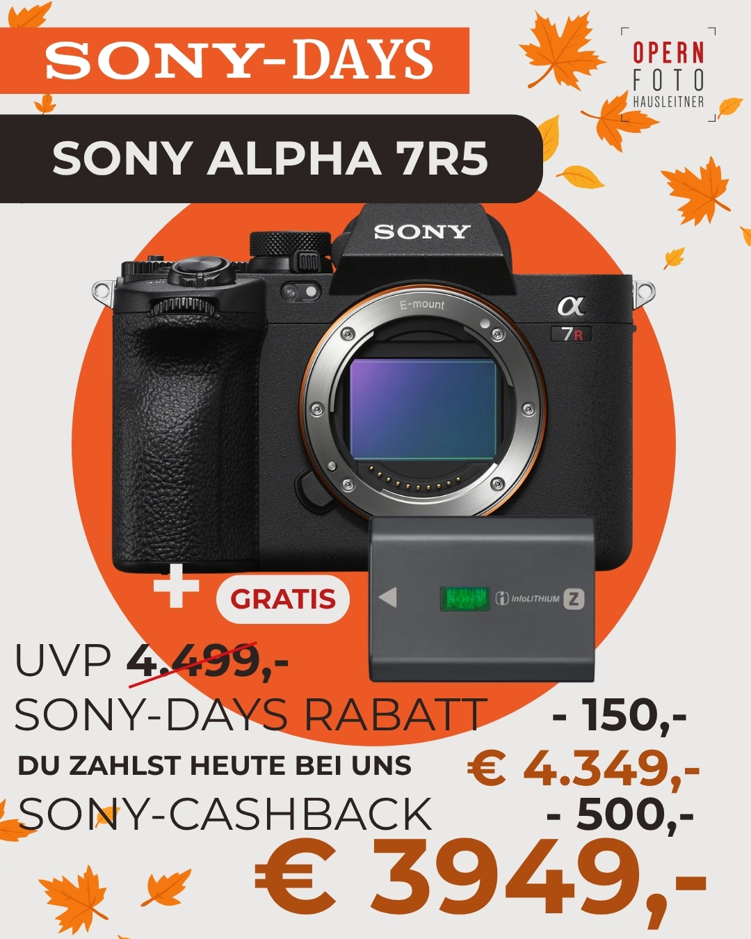 Sony alpha 7r V Gehäuse (ILCME7RM5) | € 500 Cashback bis 31.01.2026 auf www.sony.at/cashback/winter | Sony alpha 7r V Gehäuse (ILCME7RM5) | € 500 Cashback bis 31.01.2026 auf www.sony.at/cashback/winter |