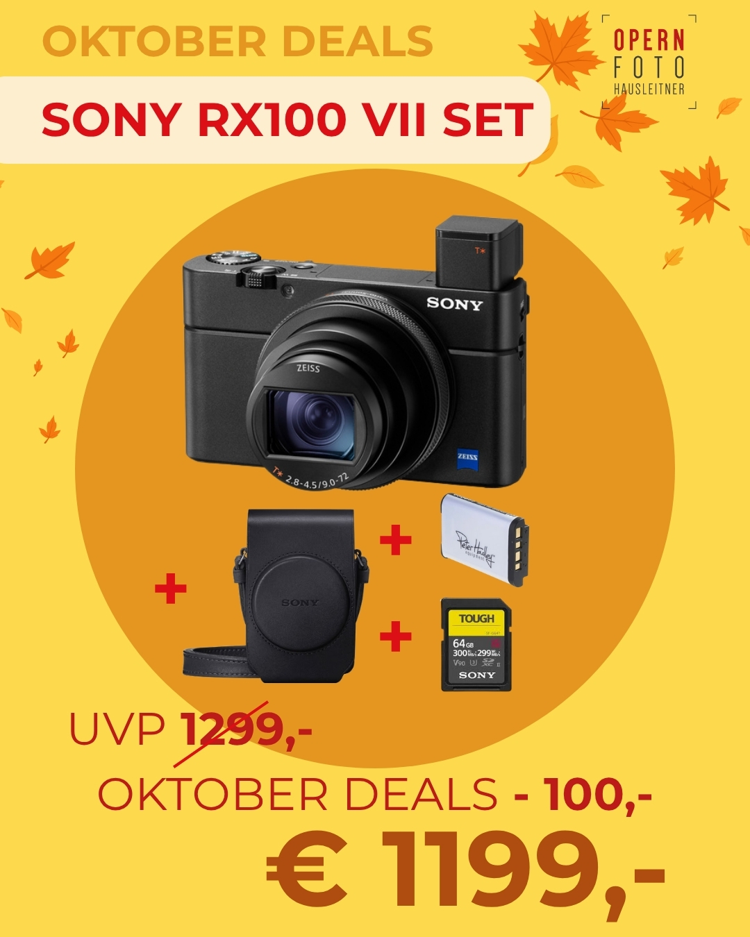 Sony DSC-RX100 VII A Special Edition RX100M7A-KIT inkl. Leder-Tasche + 2. Akku + Sony 64GB SD-XC Speicherkarte UHS-II Sony DSC-RX100 VII A Special Edition RX100M7A-KIT inkl. Leder-Tasche + 2. Akku + Sony 64GB SD-XC Speicherkarte UHS-II