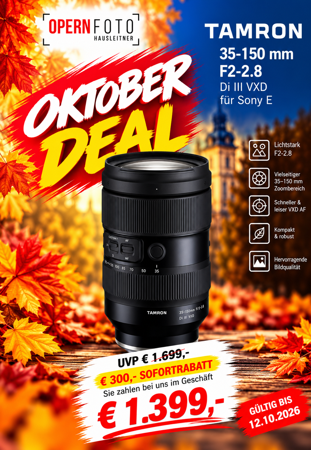 Tamron 35-150mm/2,0-2,8 Di III VXD 021 Sony FE | Ø82mm | A058S | 5 Jahre Garantie auf 5years.tamron.eu | UVP € 1699 |