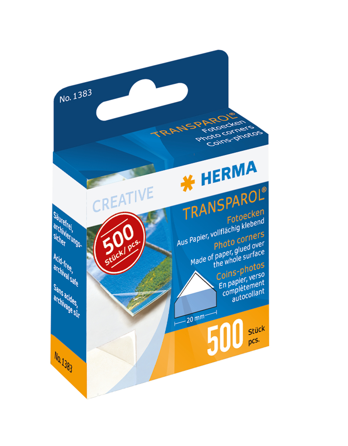 Herma 1383 Fotoecken 500 Stk. TRANSPEROL aus Papier, vollflächig klebend