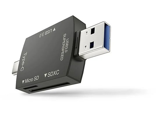 Newell 4in1 Kartenlesegerät für SD-/microSD-Karten | USB-C und USB-A | MicroSD- und SD/SDHC/SDXC | kompakt | iPhone & Android und Co. |