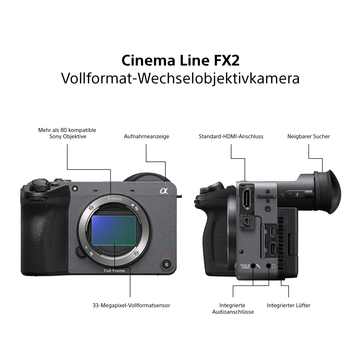 Sony ILME-FX2B Cinema Line Vollformat-Wechselobjektivkamera | NEUHEIT Juli 2025 | klappbarer SUCHER | 33MP/Video 27,6MP |S-Log3 | SD-UHS-II + CFexpress-Type-A | bis 13h in 4K/60p aufnehmen durch Lüfter | PIC6 4548736165984