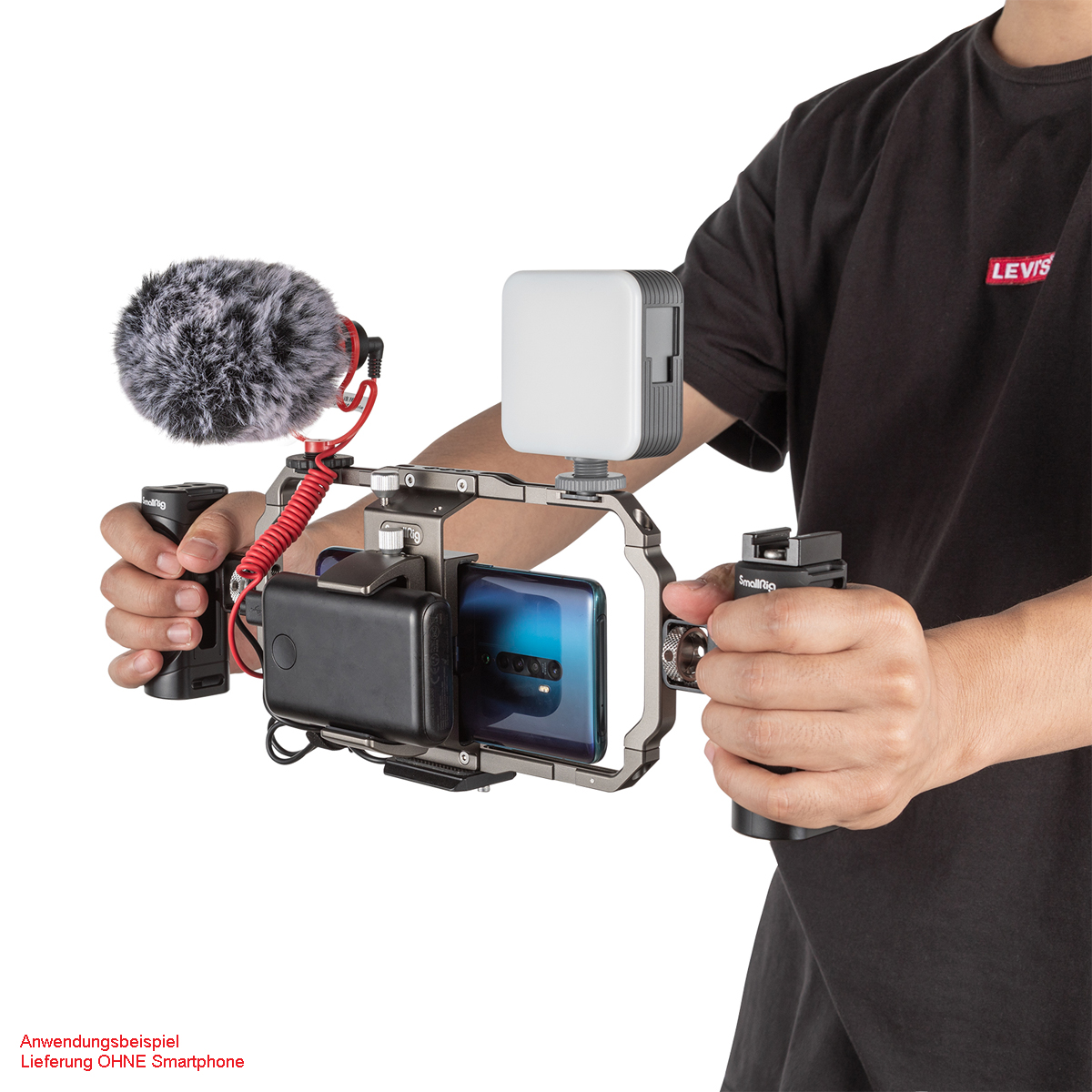 Smallrig 3384 Videokit für Smartphone-Creators Rig | Licht | Mikrofon | 2x Griffe | für alle Smartphones 6941590010076