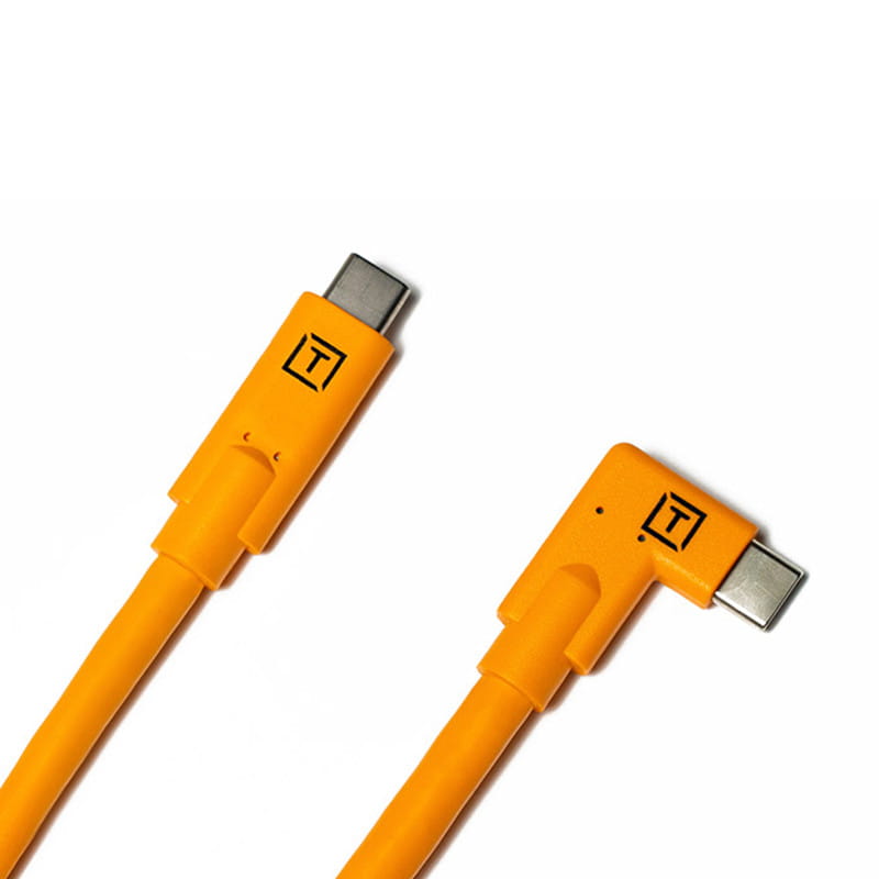 Tether Tools TetherPro Datenkabel orange für USB-C an USB-C | 4,6 m | 1x rechtsgewinkelter Stecker 0818307010994