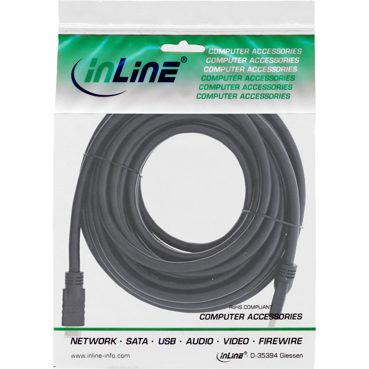 InLine HDMI-High-Speed-Kabel 5m mit Ethernet, Premium, 4K2K, ST/ST, schwarz