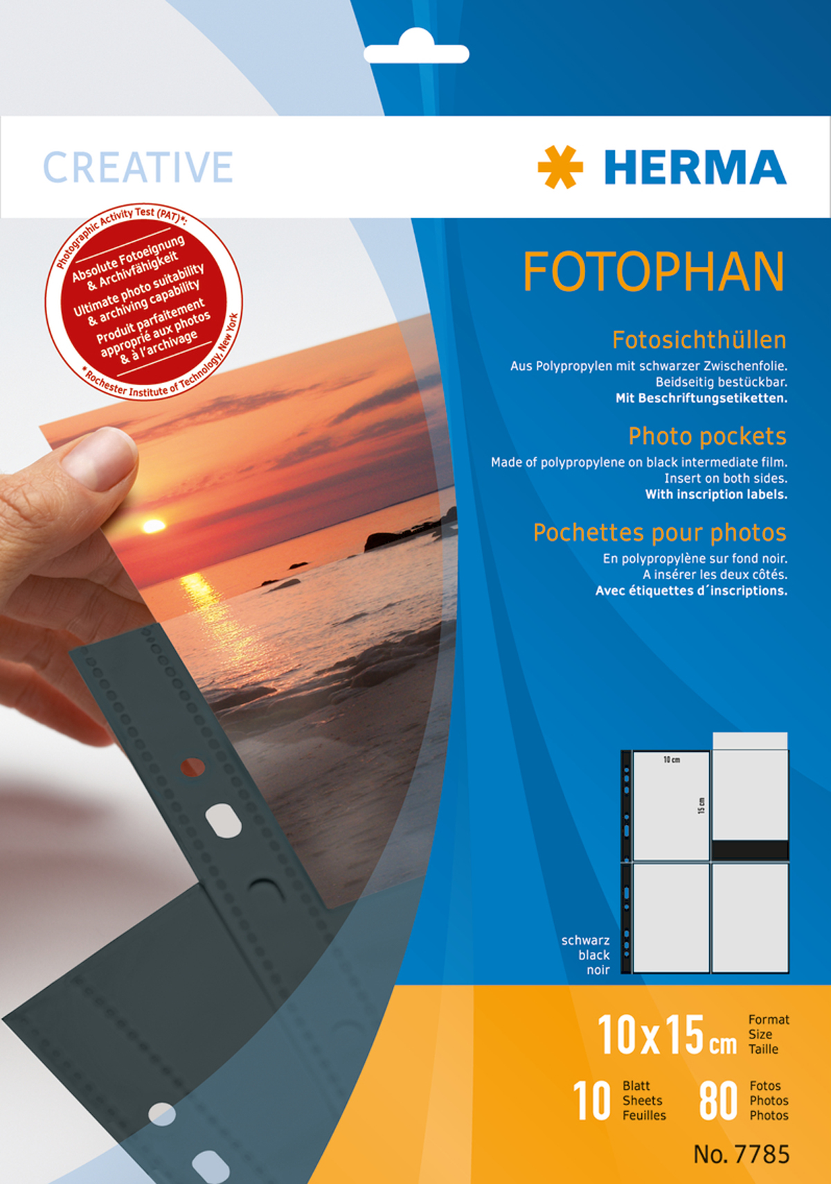 Herma Fotophan 10 Fotosichthüllen schwarz f. je 8 Fotos 10x15cm hochformat Fotos 10x15cm