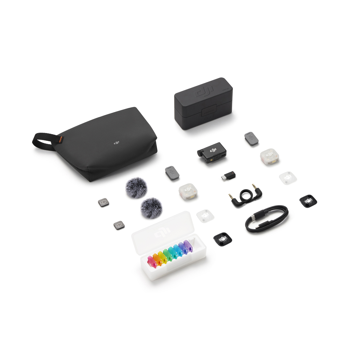 DJI MIC Mini 2S (2 TX + 1 RX+Charging Case), Empfänger, Sender, Ladeschale  | 2 Sender + 1 Empfänger + Ladeschale + Multicolor Cover