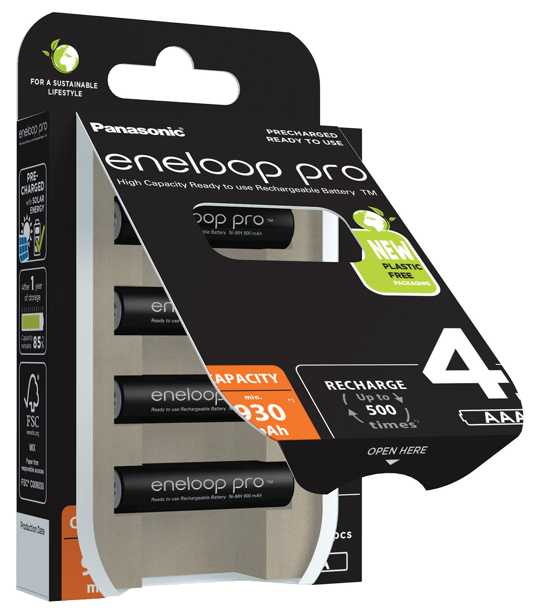 Panasonic Eneloop Pro 4x AAA Ni-MH-Akkus 930mAh - Read to use - pre-charged rechargeable Panasonic Eneloop Pro 4x AAA Ni-MH-Akkus 930mAh - Read to use - pre-charged rechargeable