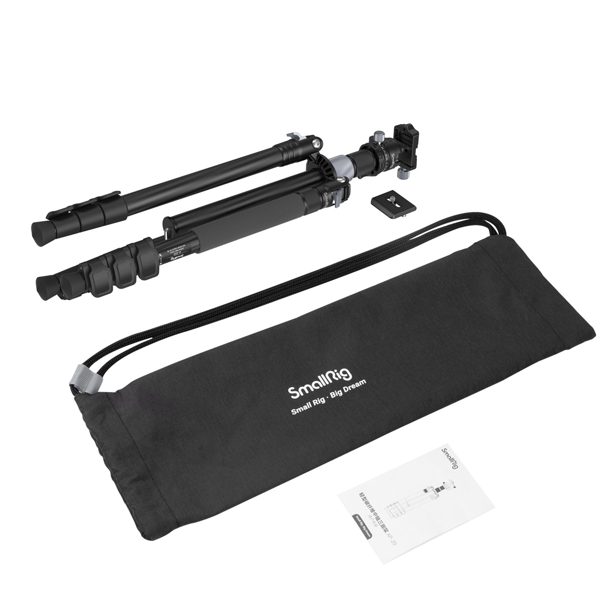 SmallRig 4059 Carbon Fiber Stativ + AP-20 Kugel- Kopf mit ArcaZwiss-Schnellwechselplatte |1,2kg | 440-1580mm | max10-12kg 6941590010298