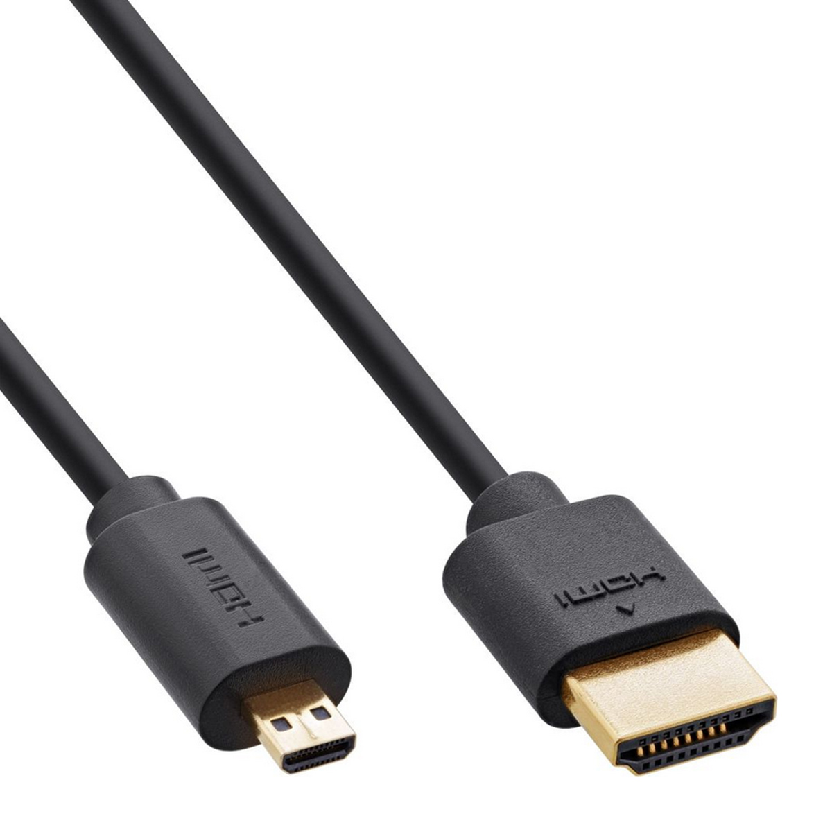 InLine HDMI-Kabel A- auf D-Stecker (Micro) | 8K4K | schwarz/gold | 2m | Slim Ultra