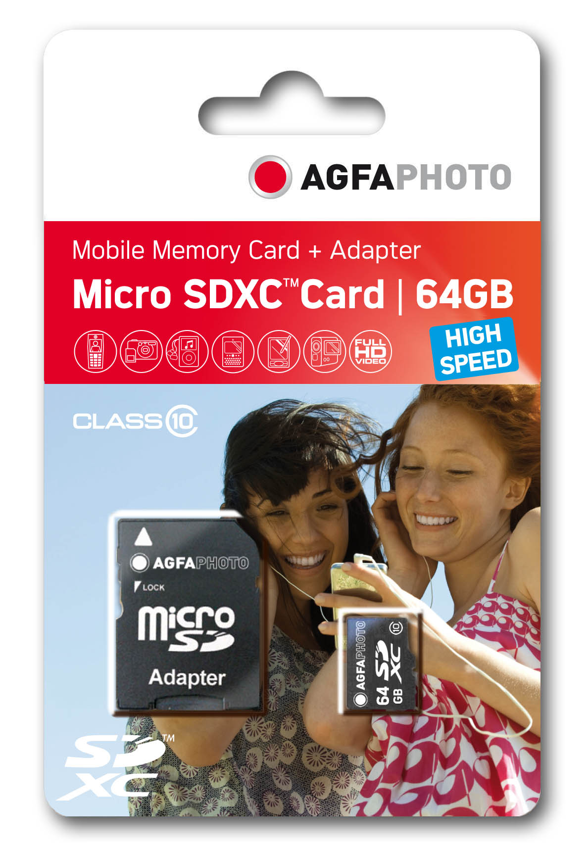 AgfaPhoto 64 GB microSDXC-Karte Class10 W 50MB/s, R 100MB/s