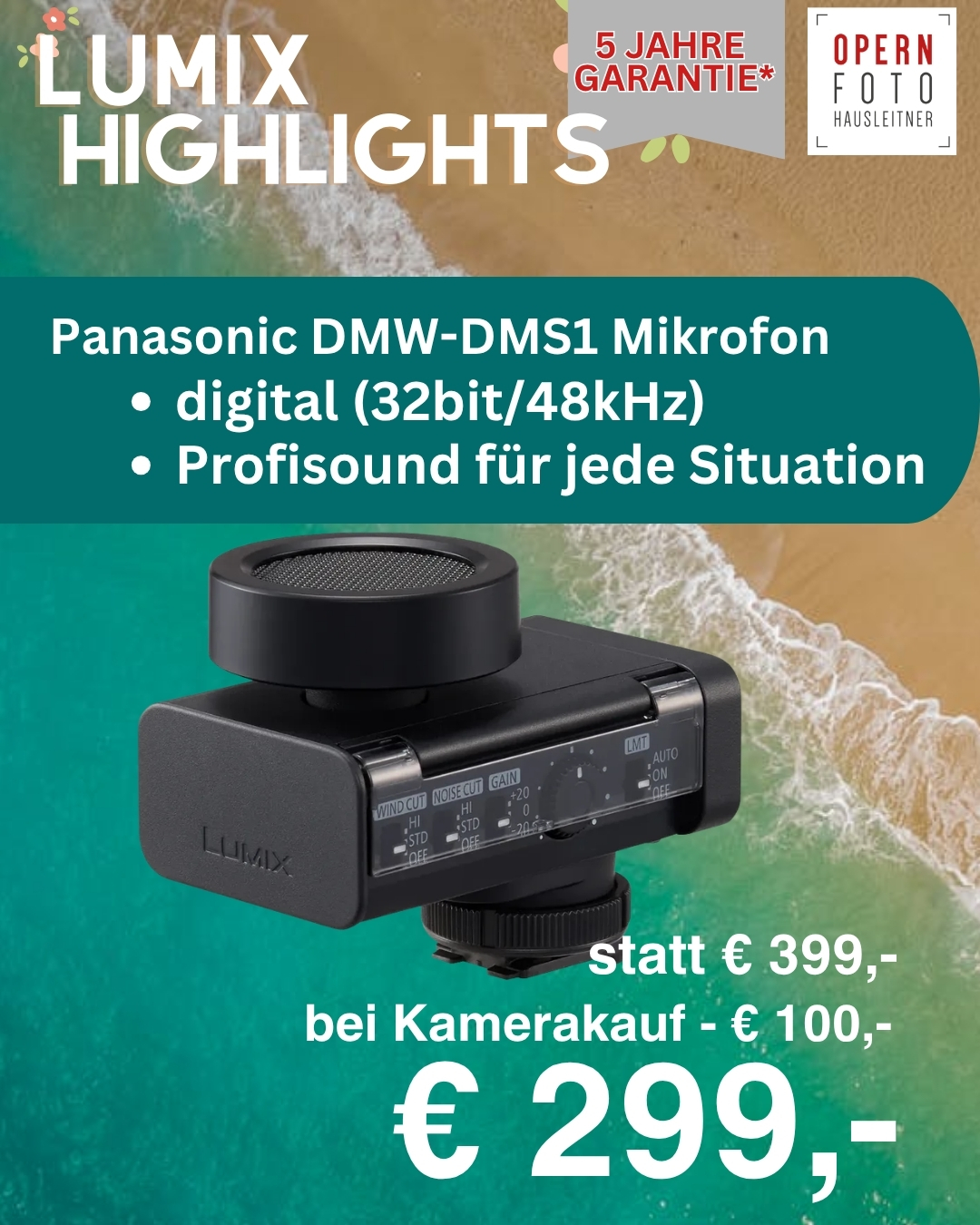 Panasonic DMW-DMS1 Digitales Richtmikrofon für jede Aufnahmesituation