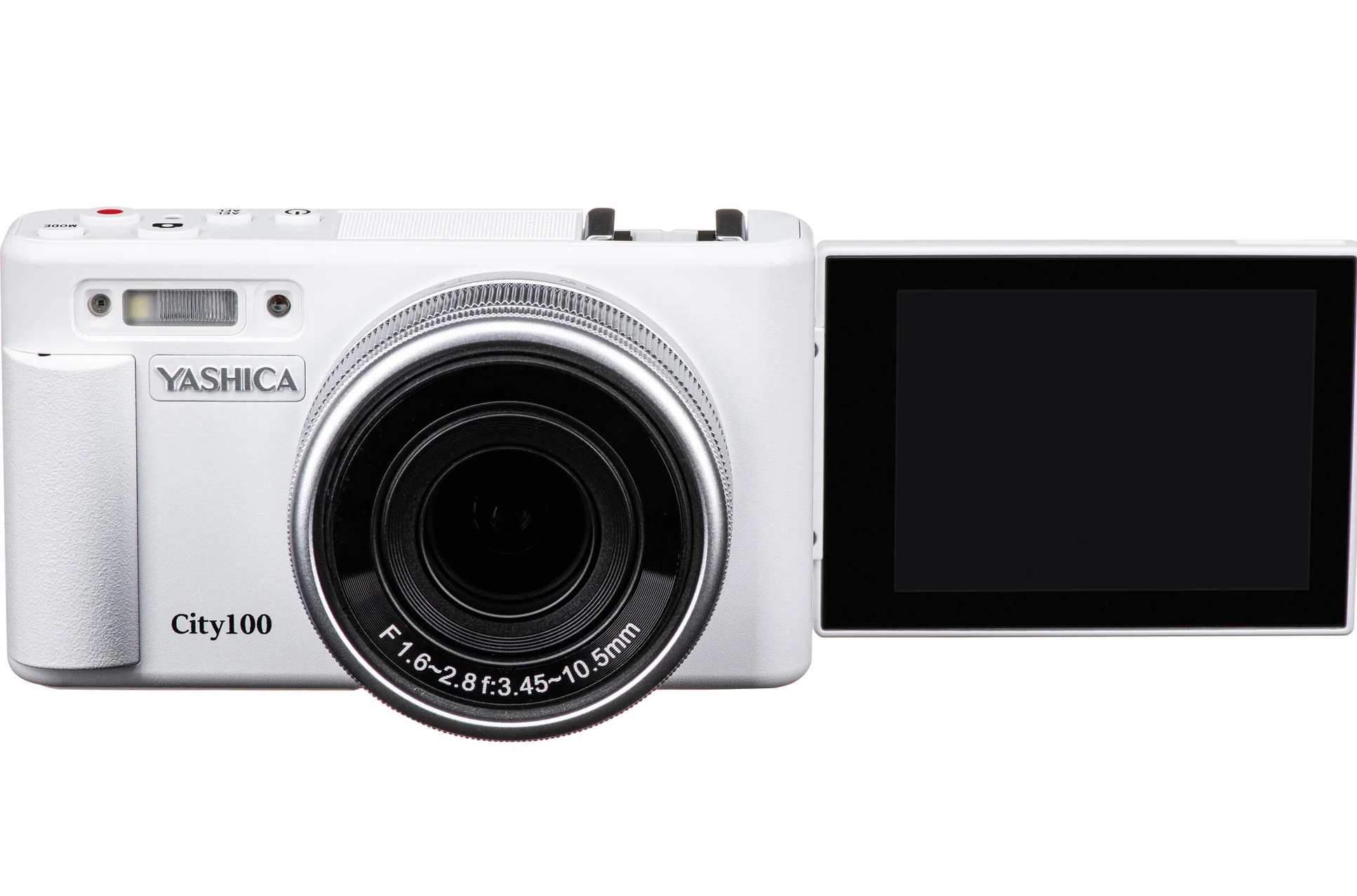 Yashica City 100 weiss | digitale Kompaktkamera | 13MP | 3-fach optisches Zoom F1.6-2.8 | klappbares LCD