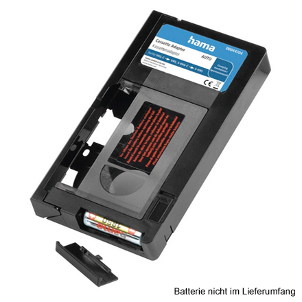 Hama 44704 Kassettenadapter VHS-C/VHS "Automatik" | VHS-C auf VHS | S-VHS-C auf S-VHS | Spannautomatik | 1x Batterie AA optional |