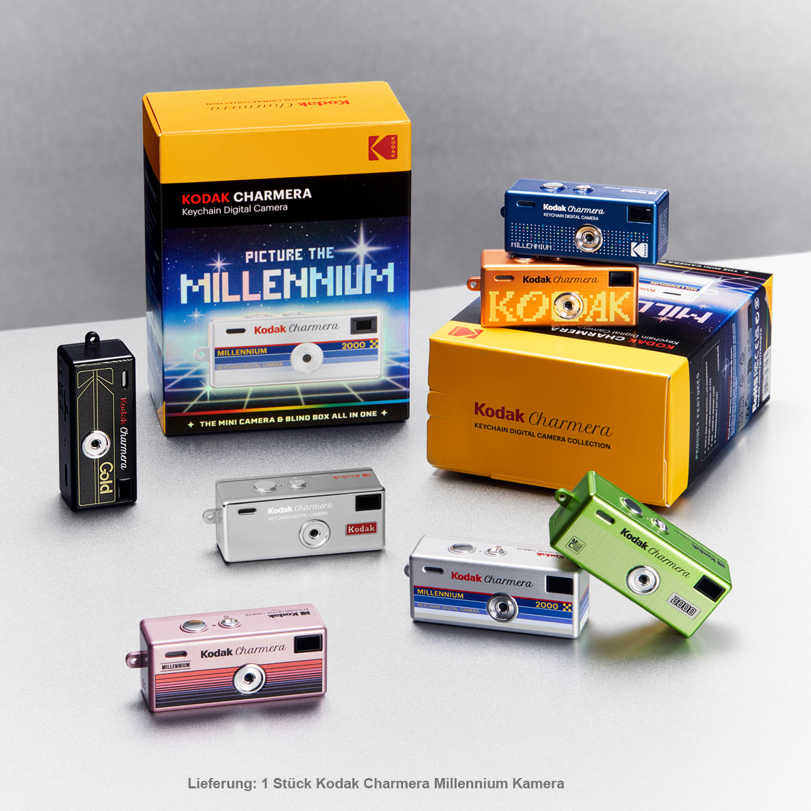 Kodak Charmera MILLENNIUM Schlüsselanhänger | Digicam | Blindbox | 1 von 7 Designs | inkl. USB-Kabel | microSD-Card optional |