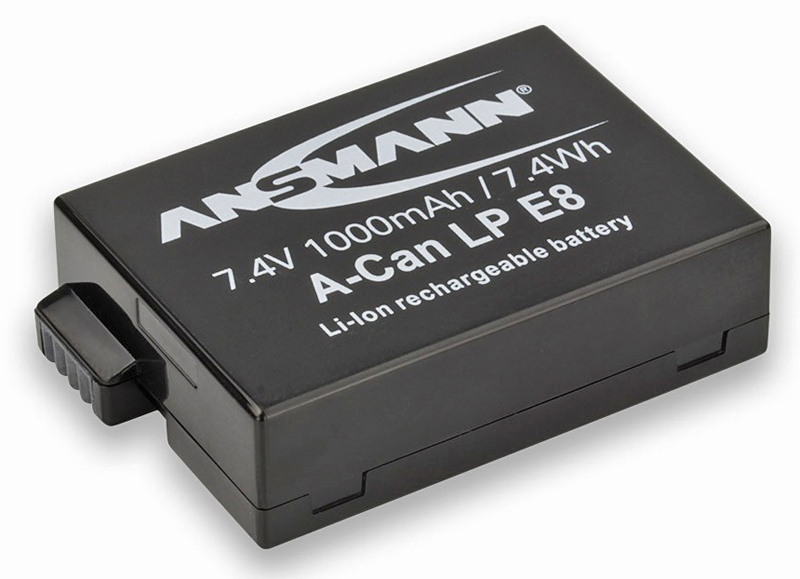 Ansmann LP-E8 Lithium-Ionen Akku (wie Canon LP-E8) für Canon EOS 550D, 600D, 650D, 700D uvm. DSLR-Kameras
