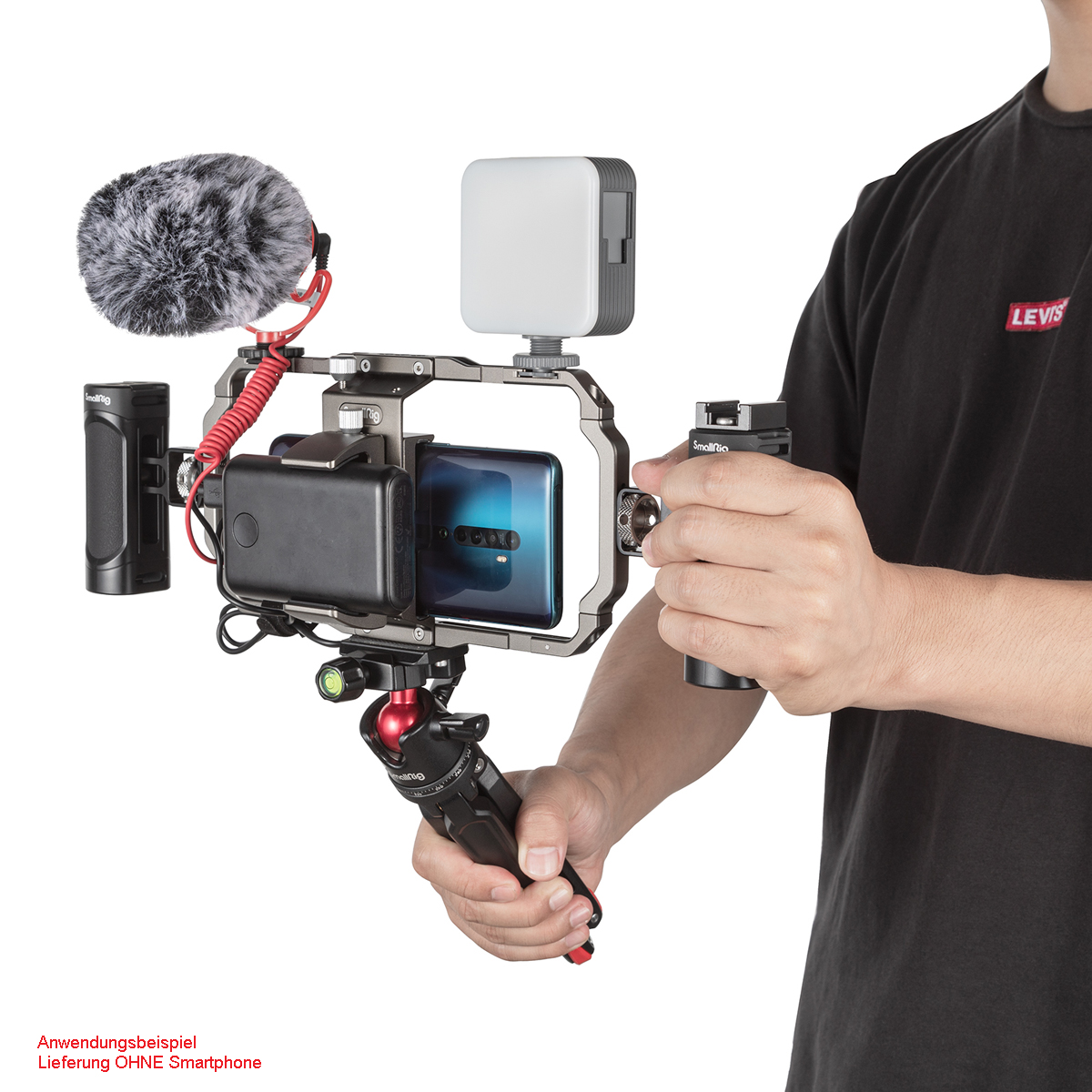 Smallrig 3384 Videokit für Smartphone-Creators Rig | Licht | Mikrofon | 2x Griffe | für alle Smartphones 6941590010076