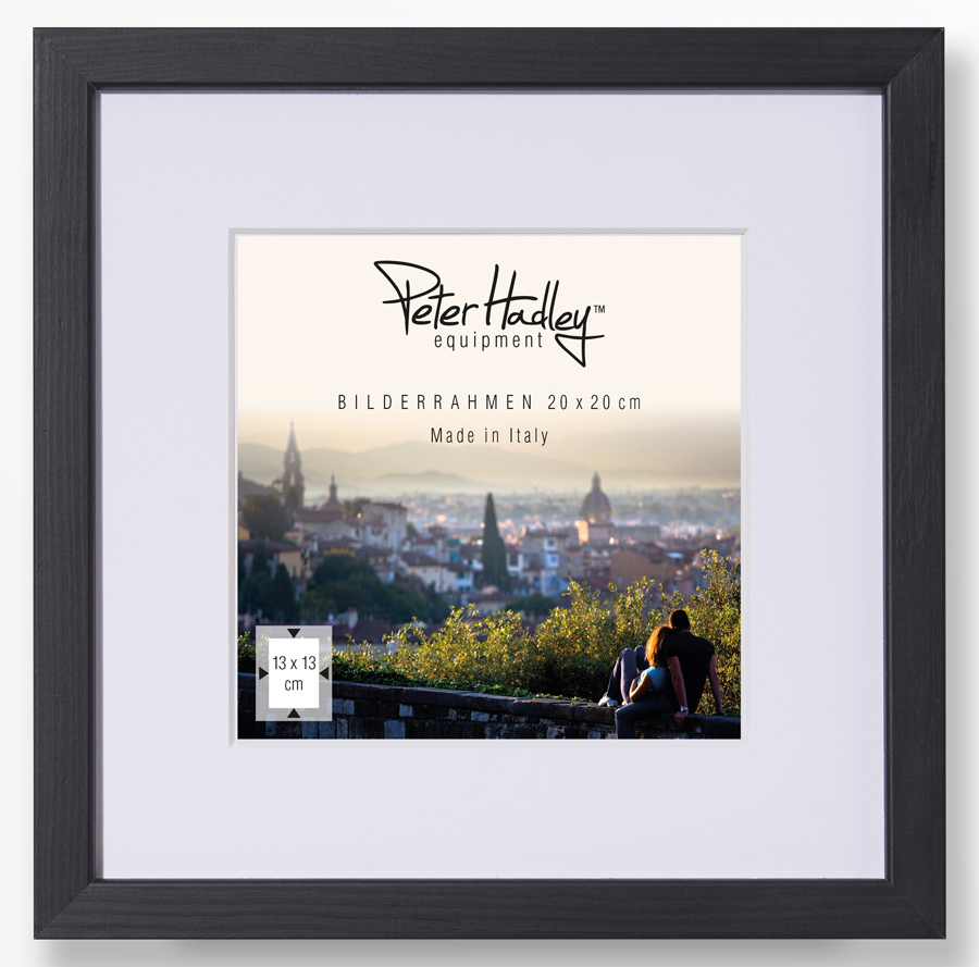 Peter Hadley Amalfi 20x20 cm, schwarz, mit Passepartout 13x13cm, Holzrahmen 4002451005487