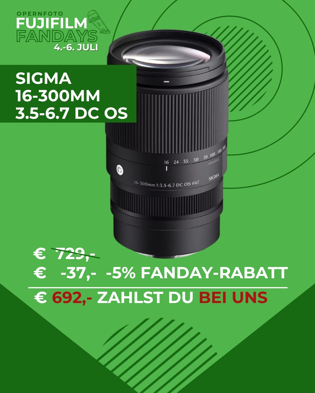 Sigma 16-300mm/3,5-6,7 DC OS (C) 025 Fujifilm-X | Ø67mm | 1+5 Jahre Österr.-Garantie nach Registrierung!