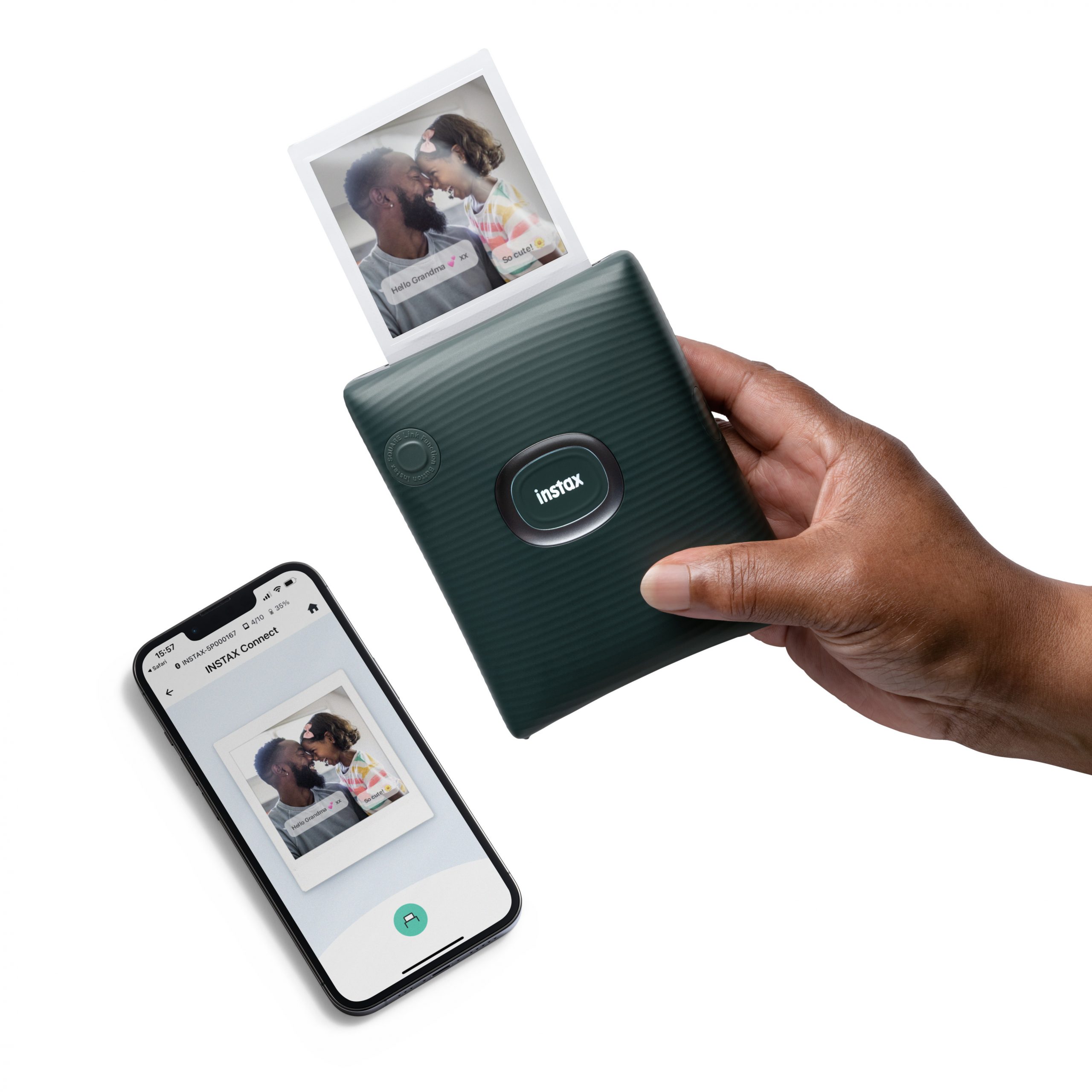 Fujifilm Instax Square Link SQ Midnight Green EX D | Sofortbilddrucker für Fujifilm Instax Square Film