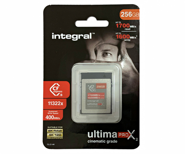 Integral CFexpress 256GB Typ B 2.0 |Ultimat PRO X2 | max1700MB/s-read | max1600MB/s-write | 8K RAW | 4K 120 | Cinematic Grade Integral CFexpress 256GB Typ B 2.0 |Ultimat PRO X2 | max1700MB/s-read | max1600MB/s-write | 8K RAW | 4K 120 | Cinematic Grade