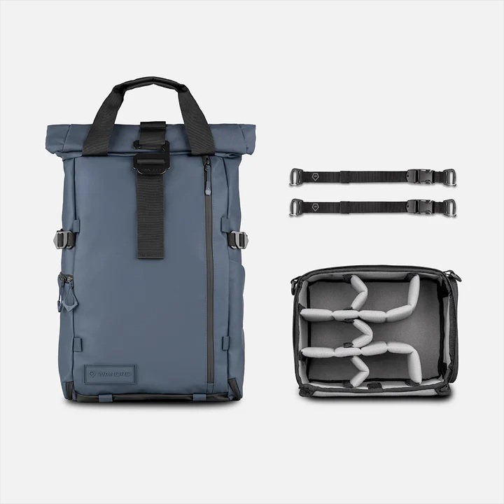 WANDRD PRVKE 31-Liter Aegean Blue Photo Bundle | V4 | meer-blauer Fotorucksack | herausnehmbarer Camera Cube | Rolltop |
