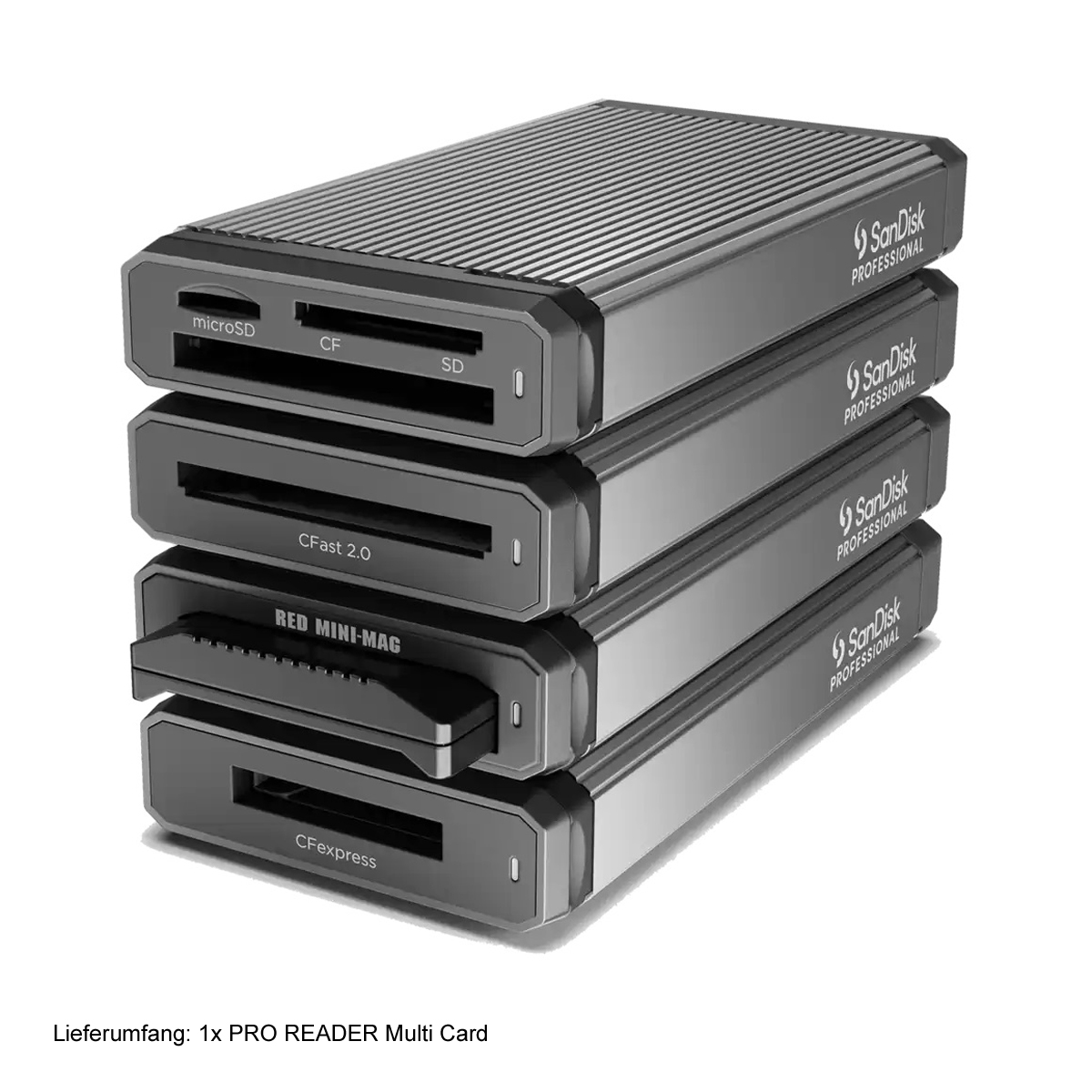SanDisk Professional PRO READER MULTI CARD High-performance CF, SD und microSD Card-Reader, PRO-DOCK 4-tauchlich SanDisk Professional PRO READER MULTI CARD High-performance CF, SD und microSD Card-Reader, PRO-DOCK 4-tauchlich